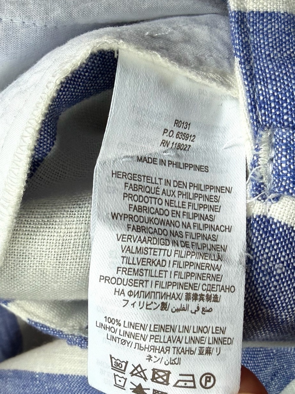 Boden Wide Leg Linen Trousers Blue White Striped Pants Women Sz 6R Nautical EUC - Picture 4 of 10
